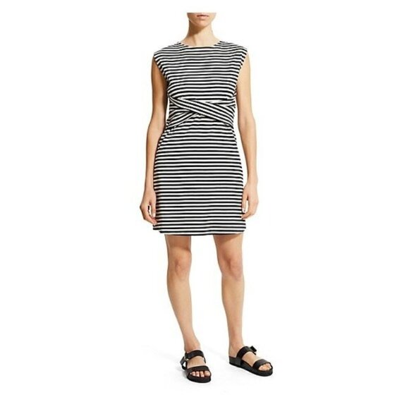 Theory Dress Small Stripe Sleeveless Twist-Front Clinton - Picture 17 of 17
